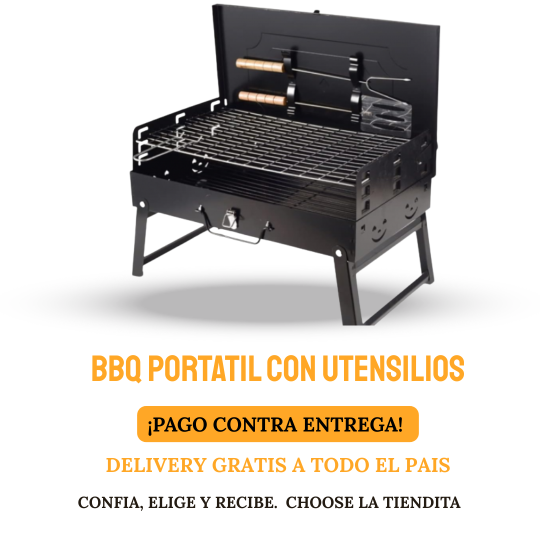 BBQ PORTATIL CON UTENCILIOS