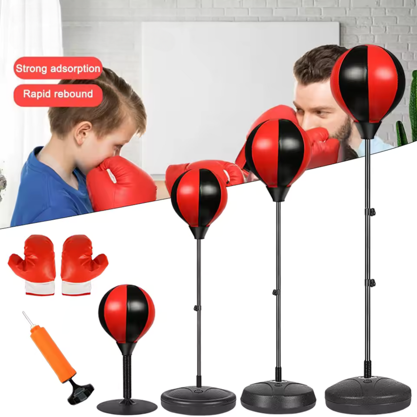 SACO DE BOXEO PARA NIÑOS, BOLSA DE BOXEO PARA NIÑOS CON PELOTA REFLEJA Y GUANTES DE BOXEO, 4, 5, 6, 7, 8 AÑOS