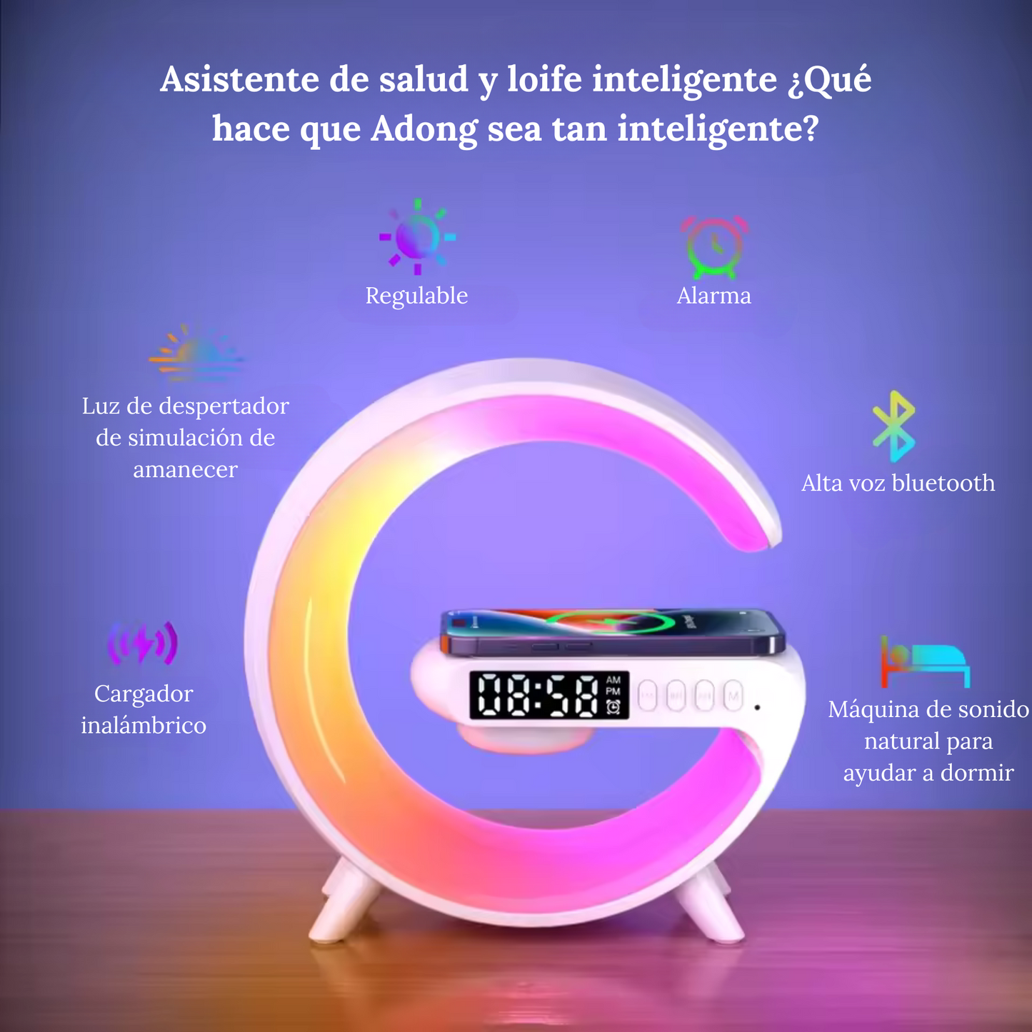 LAMPARA ATMOSFERICA TIPO G LED CON CARGADOR Y BOCINA