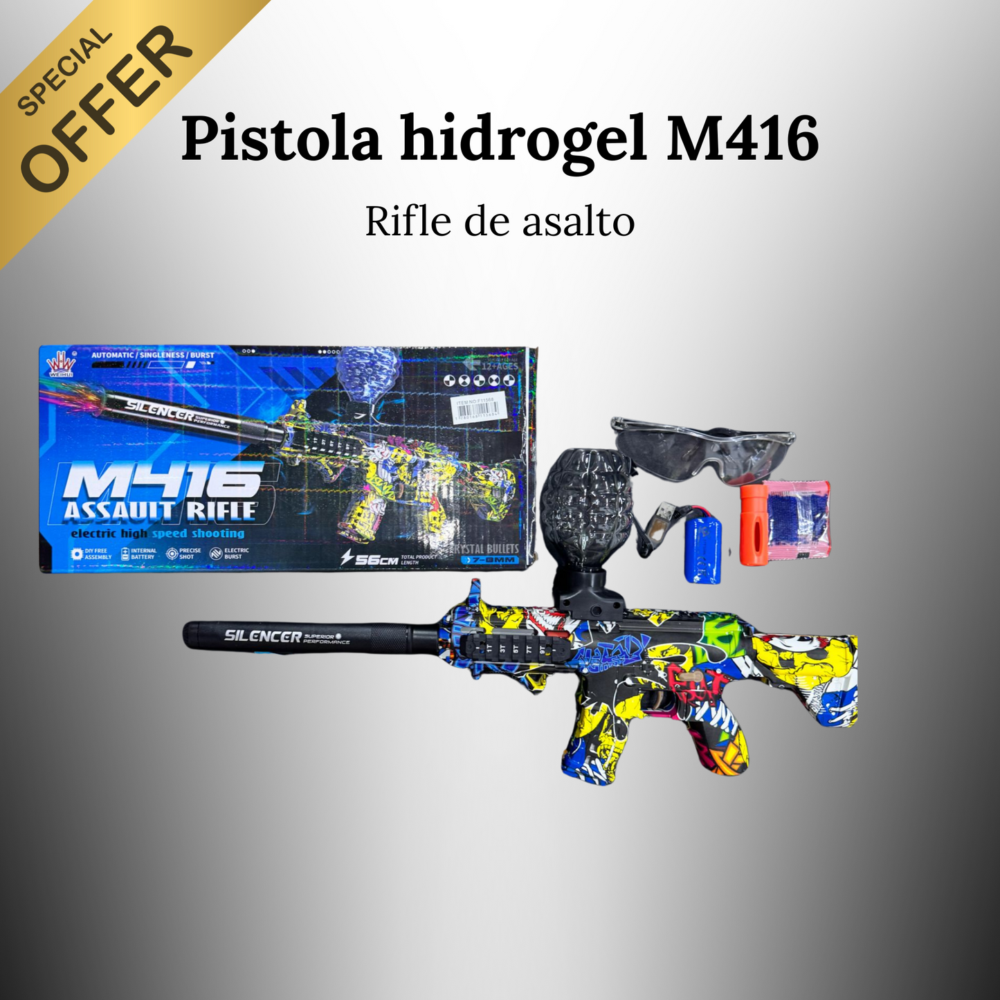 PISTOLA HIDROGEL M416 F11568