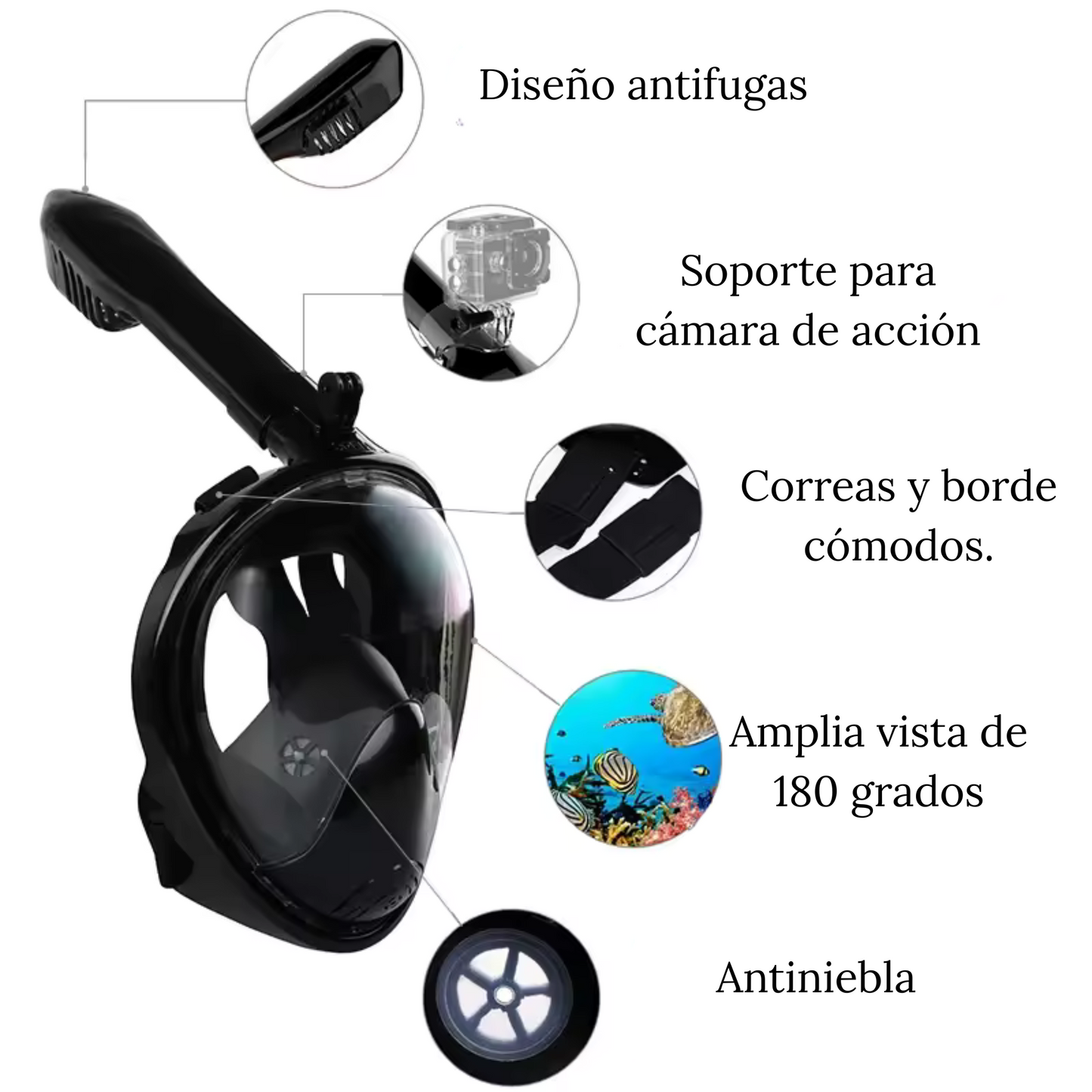 MASCARA SNORKEL S/M NEGRA
