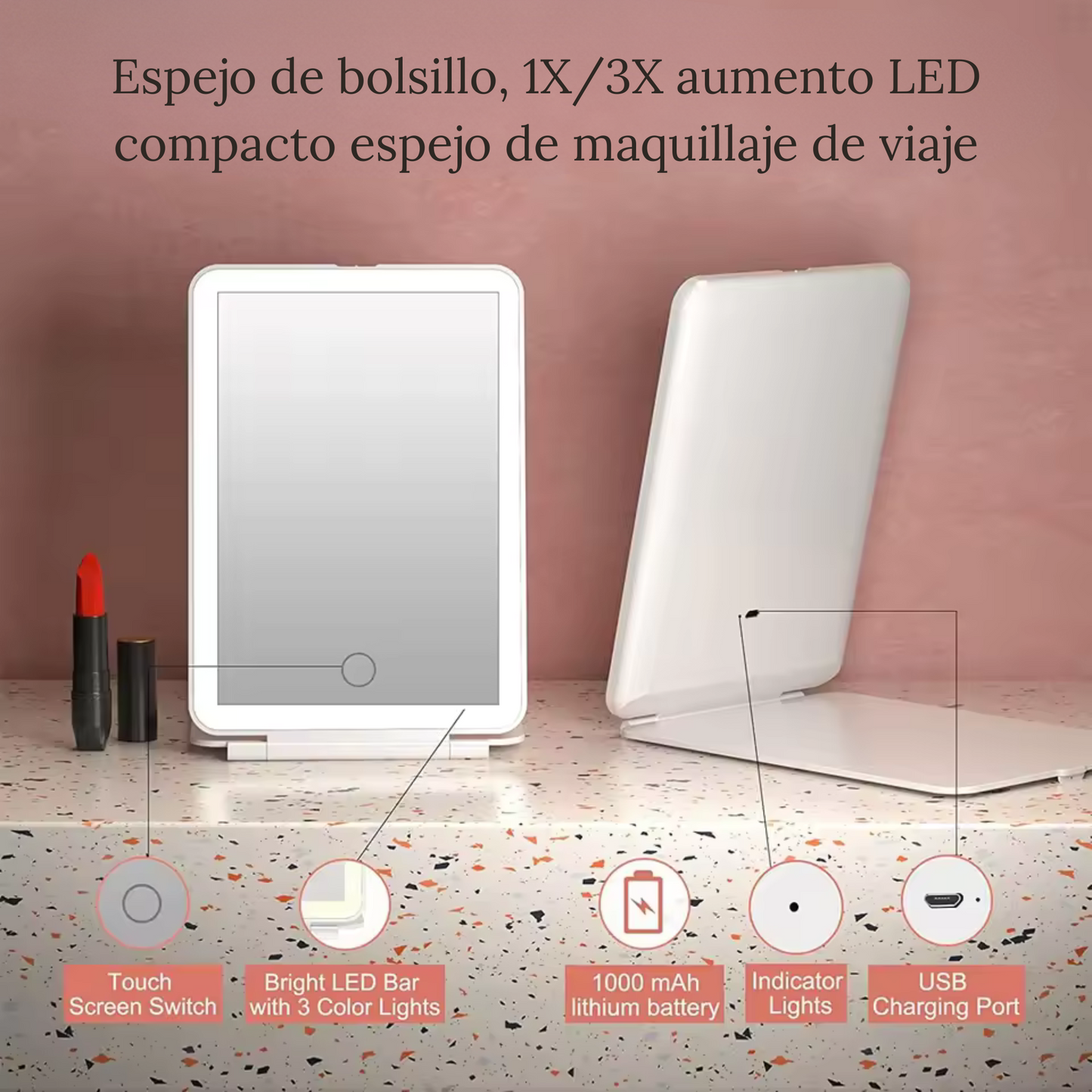 ESPEJO CON LUCES LED DE BOLSILLO
