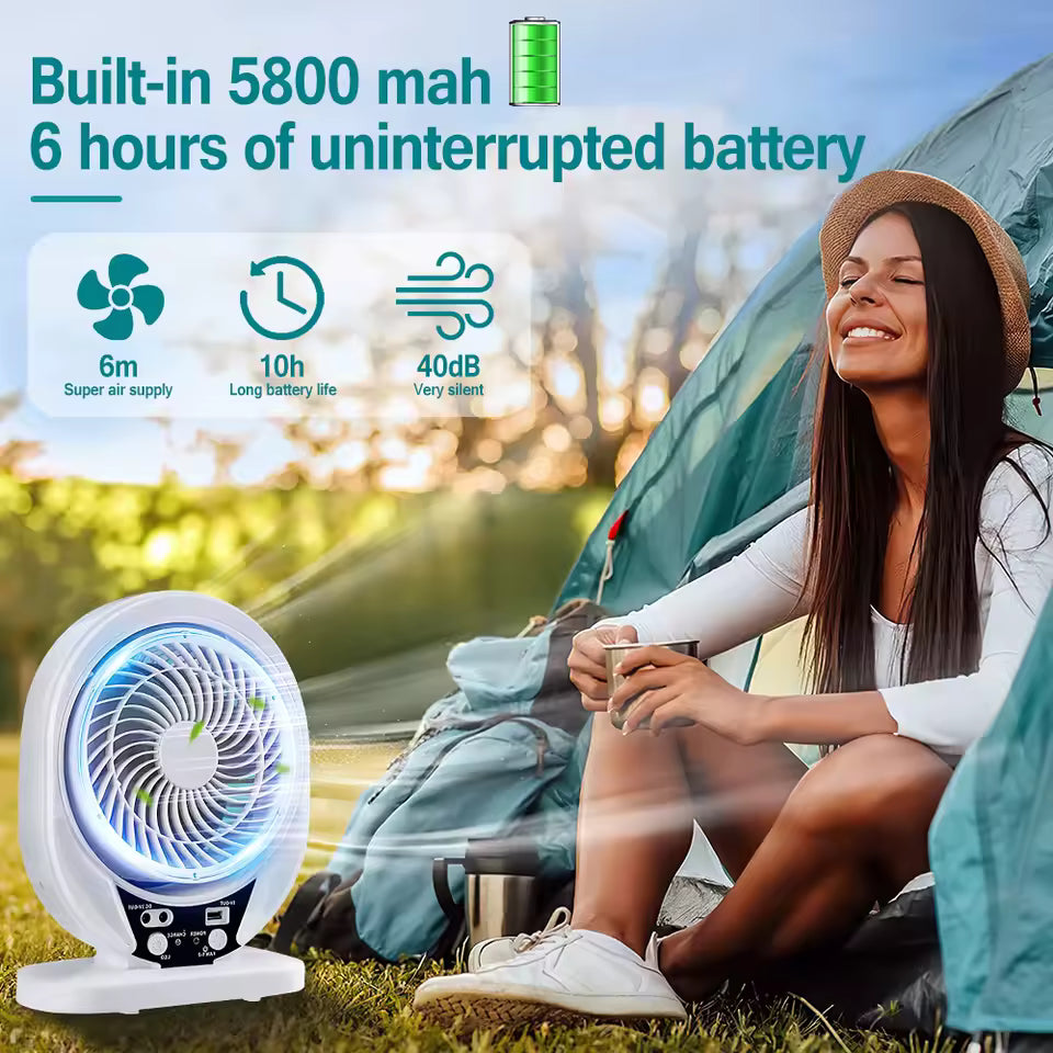 ABANICO SOLAR RECARGABLE PORTATIL 8"