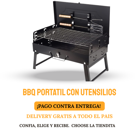 BBQ PORTATIL CON UTENCILIOS