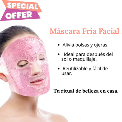 MÁSCARA FACIAL FRÍA PARA OJOS, MÁSCARA FACIAL DE HIELO, COMPRESA FRÍA Y CALIENTE PARA OJERAS, HINCHAZÓN, MIGRAÑAS.