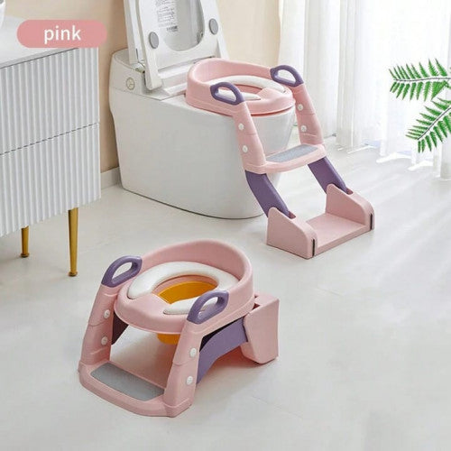 ESCALERA DE BAÑO PARA BEBE ROSADA CON BACINILLA
