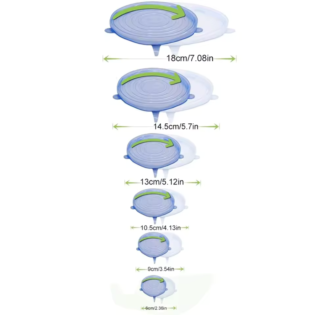 TAPAS DE SILICON REDONDAS SET DE 6 UND