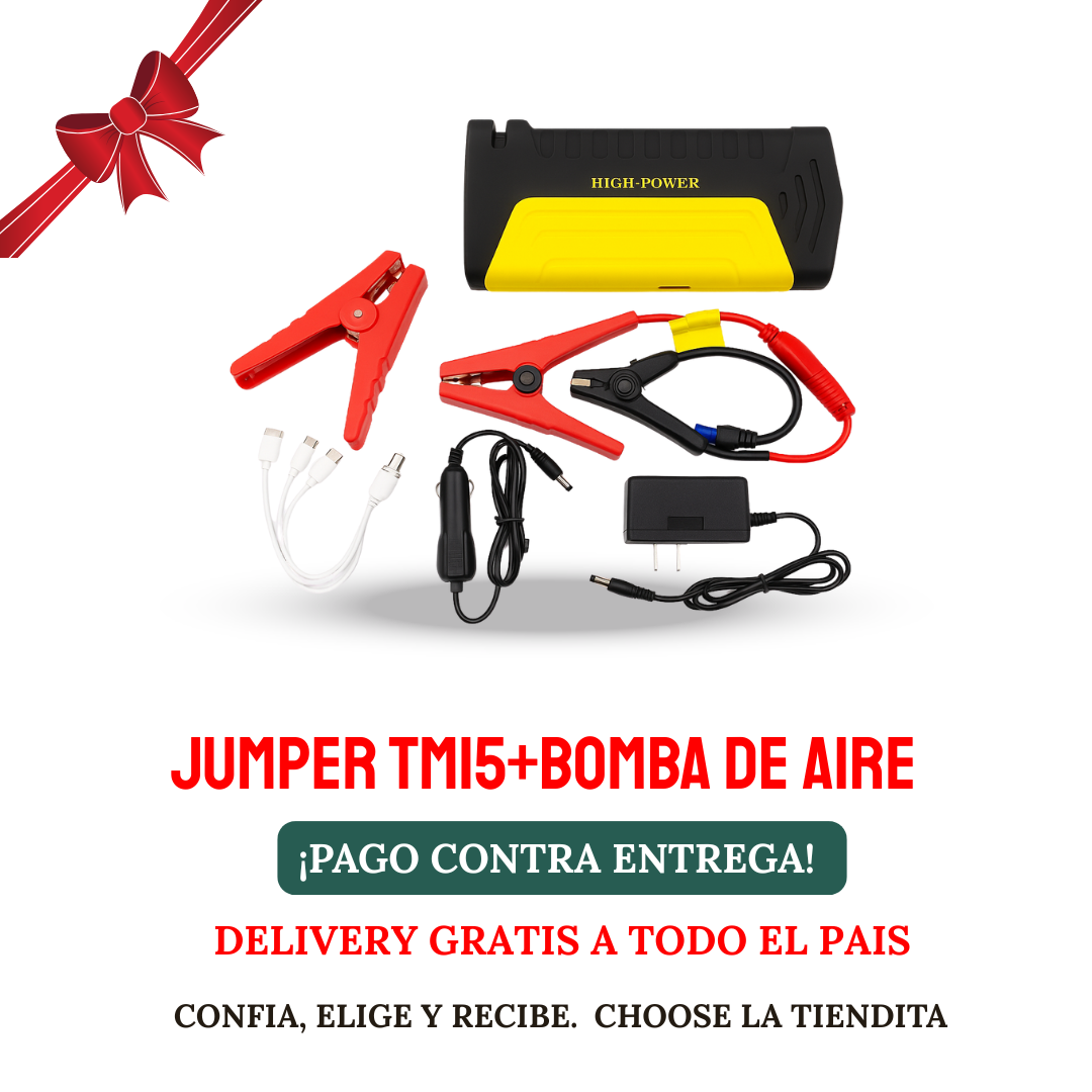 JUMPER DE VEHICULO TM15 + BOMBA DE AIRE KIT TODO EN UNO MD-10505