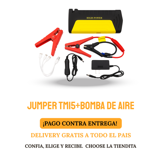 JUMPER DE VEHICULO TM15 + BOMBA DE AIRE KIT TODO EN UNO MD-10505