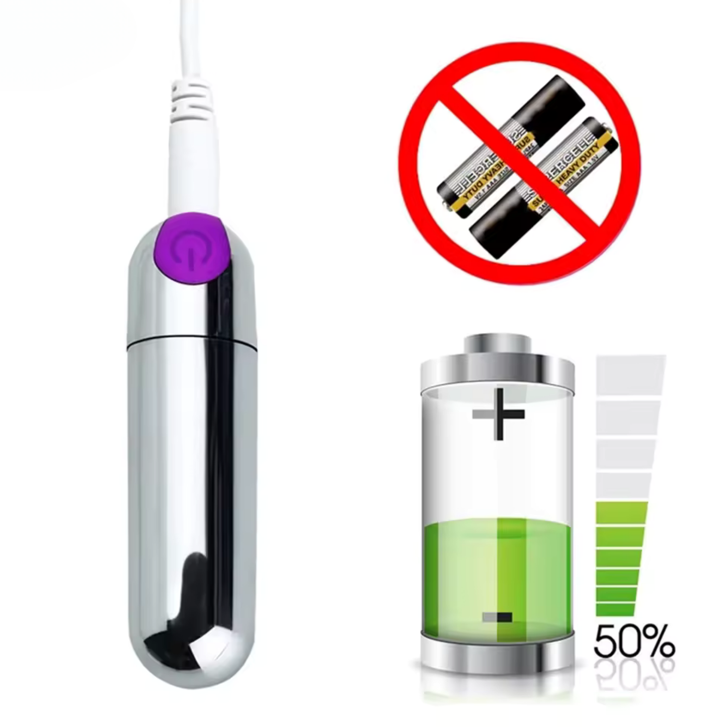 BALITA VIBRADOR RECARGABLE USB 10 FRECUENCIAS DE VIBRACION