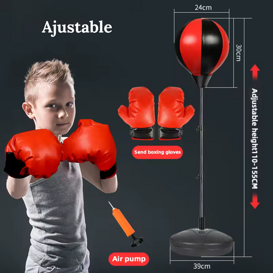SACO DE BOXEO PARA NIÑOS, BOLSA DE BOXEO PARA NIÑOS CON PELOTA REFLEJA Y GUANTES DE BOXEO, 4, 5, 6, 7, 8 AÑOS