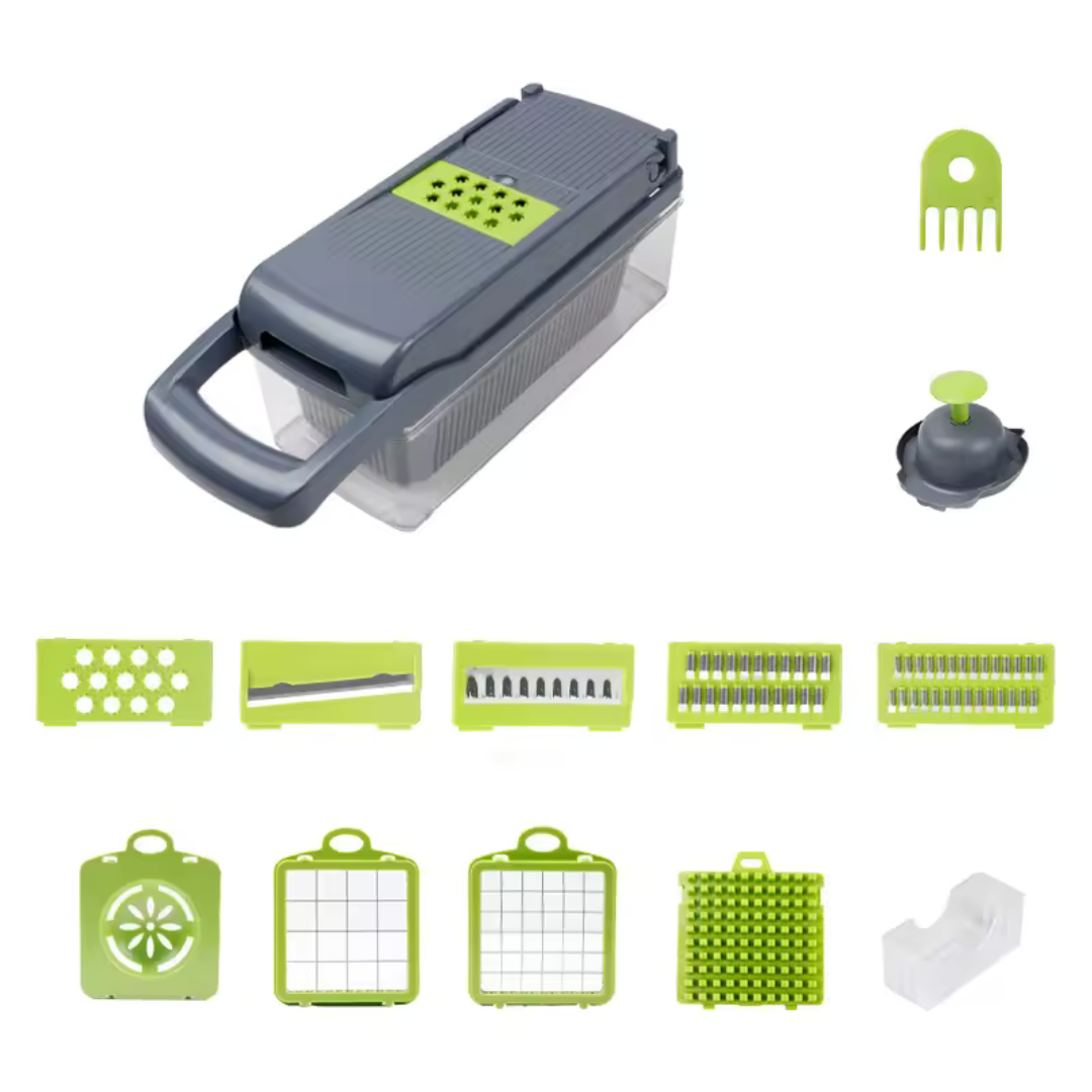 PICADORA DE VERDURAS 15 EN 1 CON 8 CUCHILLAS REEMPLAZABLES