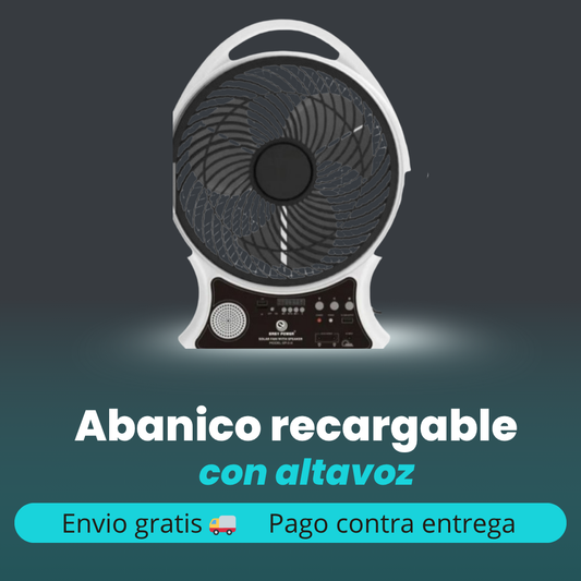 ABANICO RECARGABLE 14" SOLAR CON ALTAVOZ