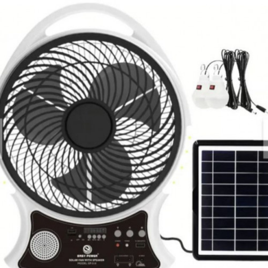 ABANICO RECARGABLE 14" SOLAR CON ALTAVOZ