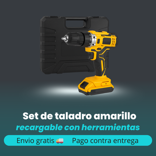 SET CON TALADRO RECARGABLE CON HERRAMIENTAS