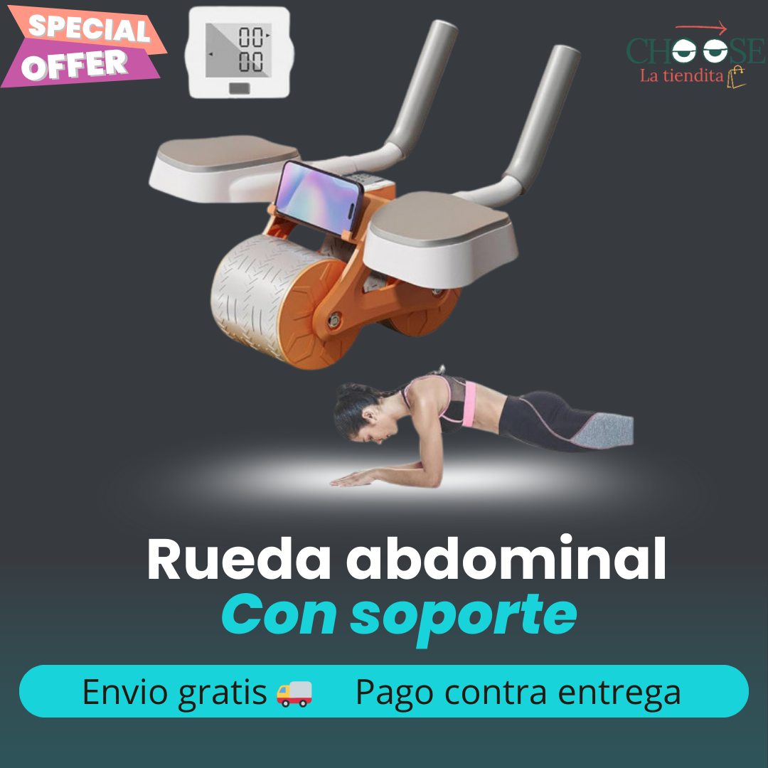 EQUIPO DE EJERCICIO DE RUEDA ABDOMINAL CON SOPORTE PARA CODO, RUEDA ABDOMINAL DE REBOTE AUTOMÁTICO