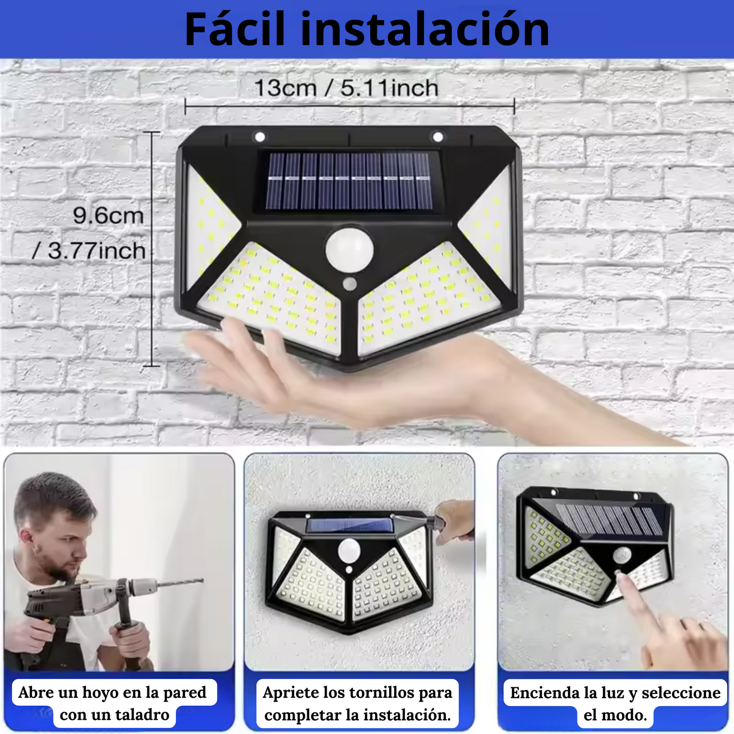 LUZ LED / LAMPARA SOLAR IMPERMEABLE CON SENSOR