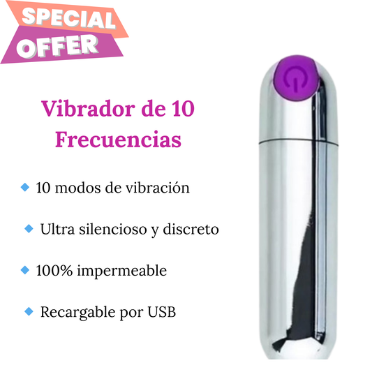 BALITA VIBRADOR RECARGABLE USB 10 FRECUENCIAS DE VIBRACION