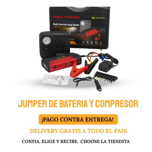 JUMPER DE BATERÍA Y COMPRESOR